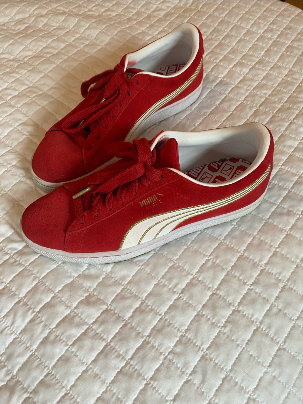 Puma Red Low-Top Athletic Sneakers